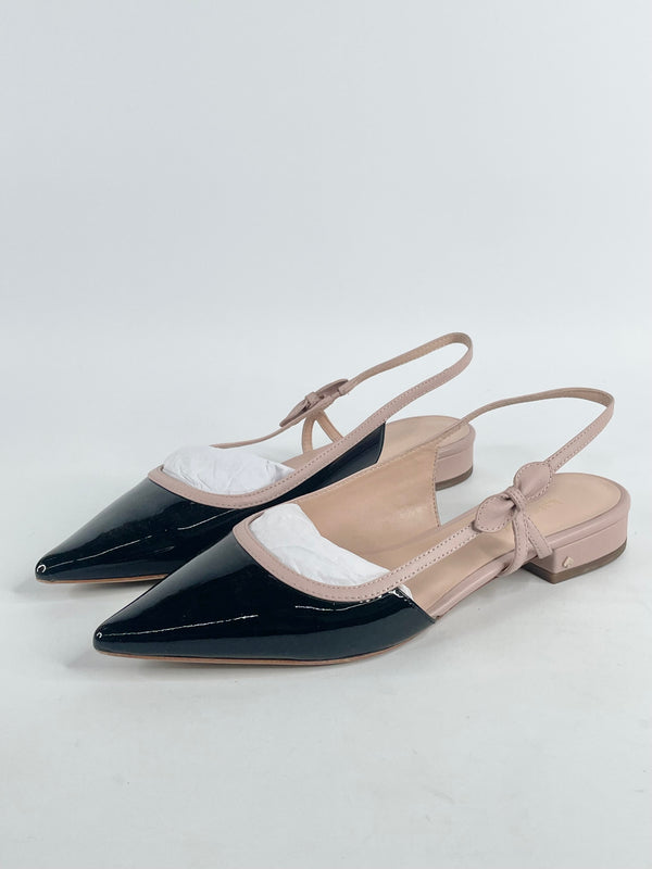 Kate Spade Patent Black Leather 'Mae Bow' Flats - EU37.5