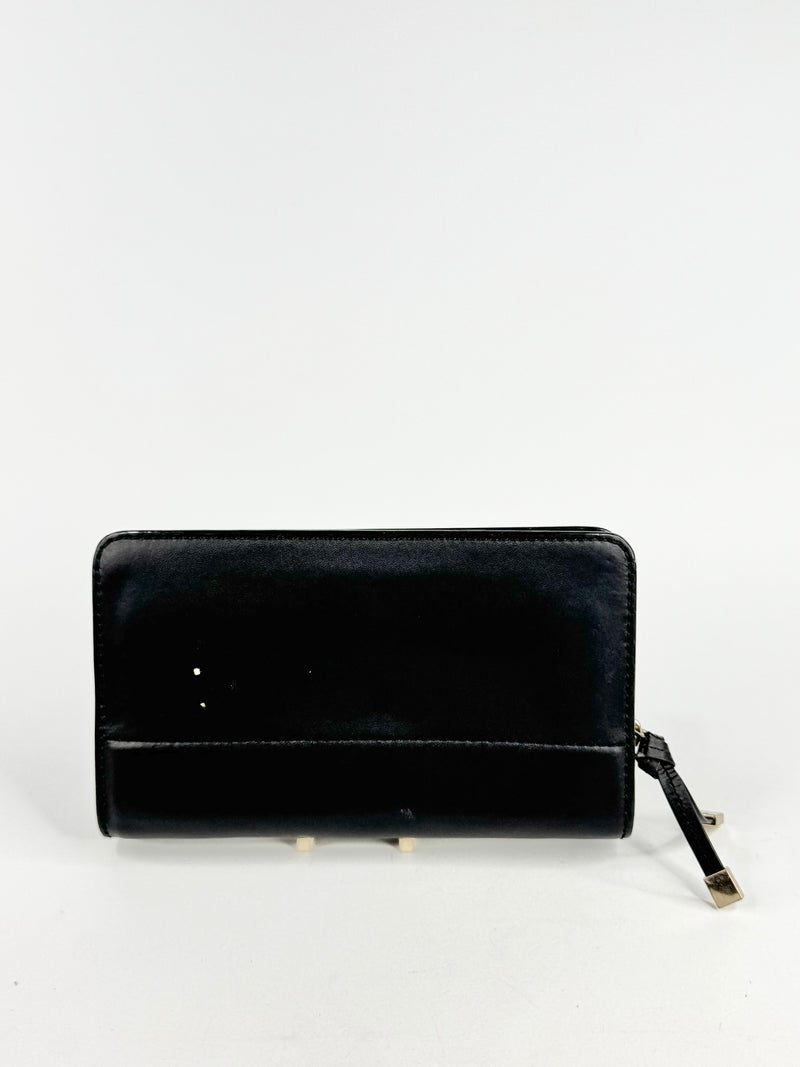 Oroton Smooth Black Zippered Purse