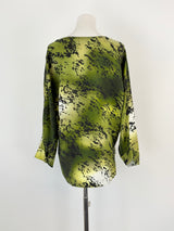 Go> by Go Silk Green & Black Patterned Blouse - AU8