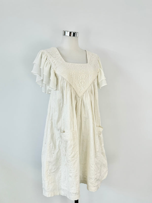 Valerie Tolosa White Lace Embellished Mini Dress - AU10