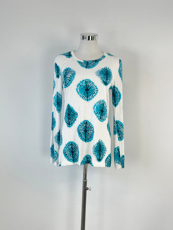 Samantha Sung White & Teal Print Top - AU6/8