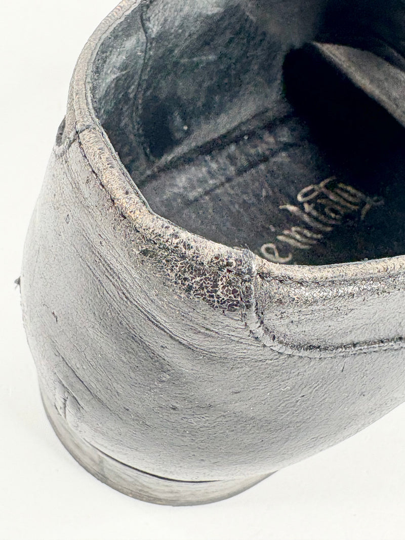 Italian Made Black Leather Lace-Up Derby Shoes - EU43