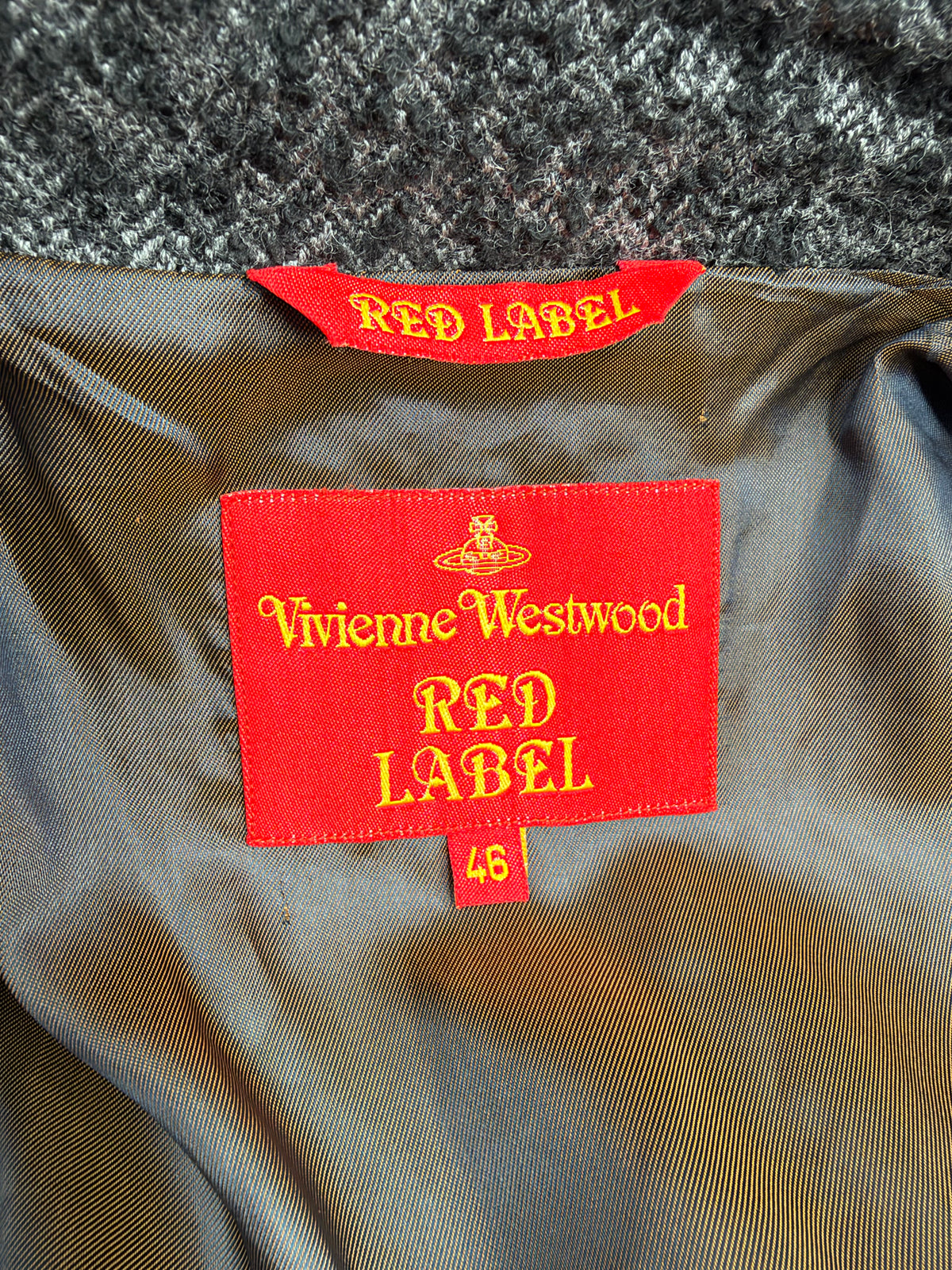 Vivienne Westwood Red Label Grey Herringbone Textile Double Breasted Coat - AU14/16