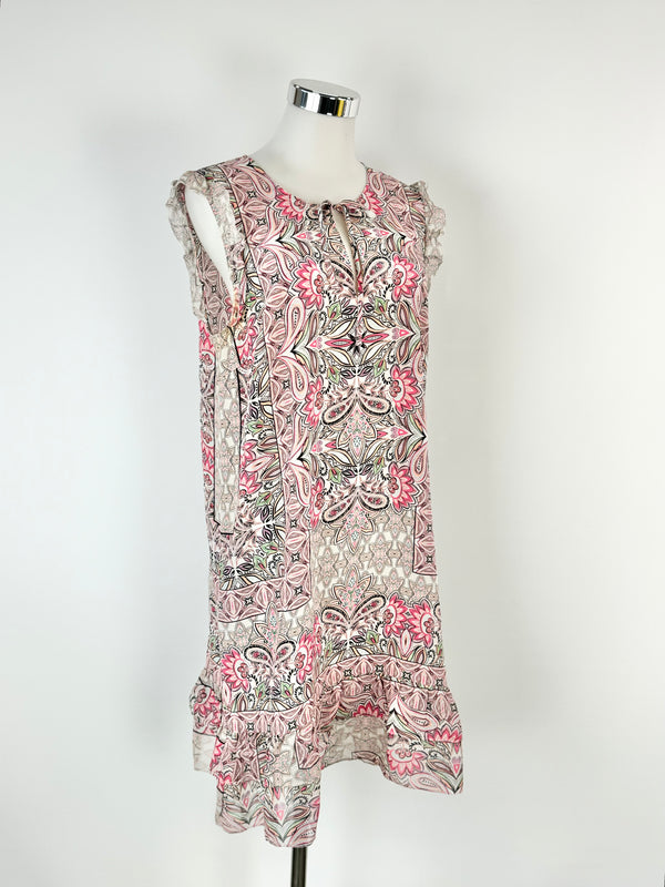 Kachel Flamingo Pink Patterned Silk Dress - AU10