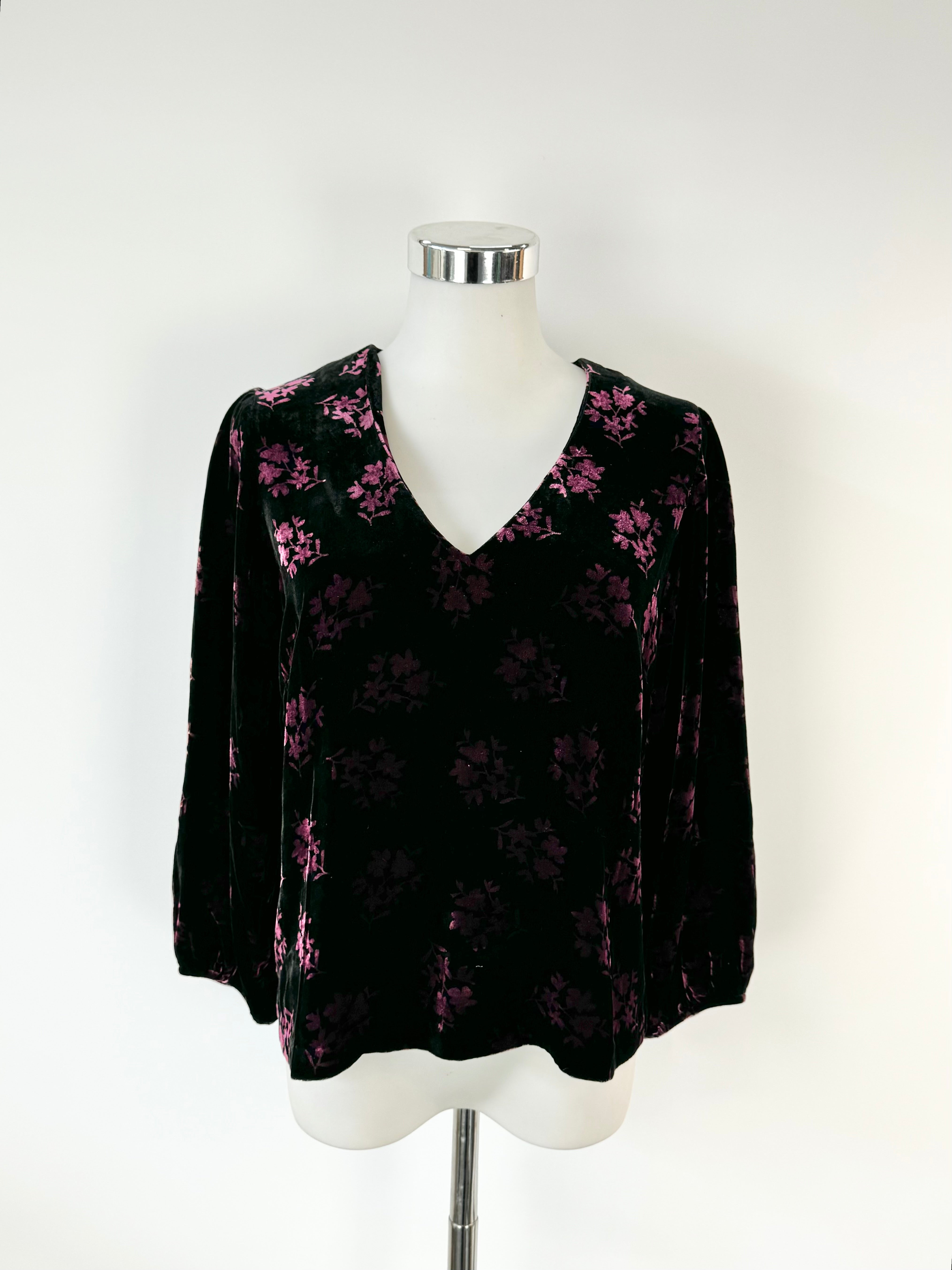 Rixo 'Millie Flora Bunch Shadow' Velvet Blouse - AU8/10