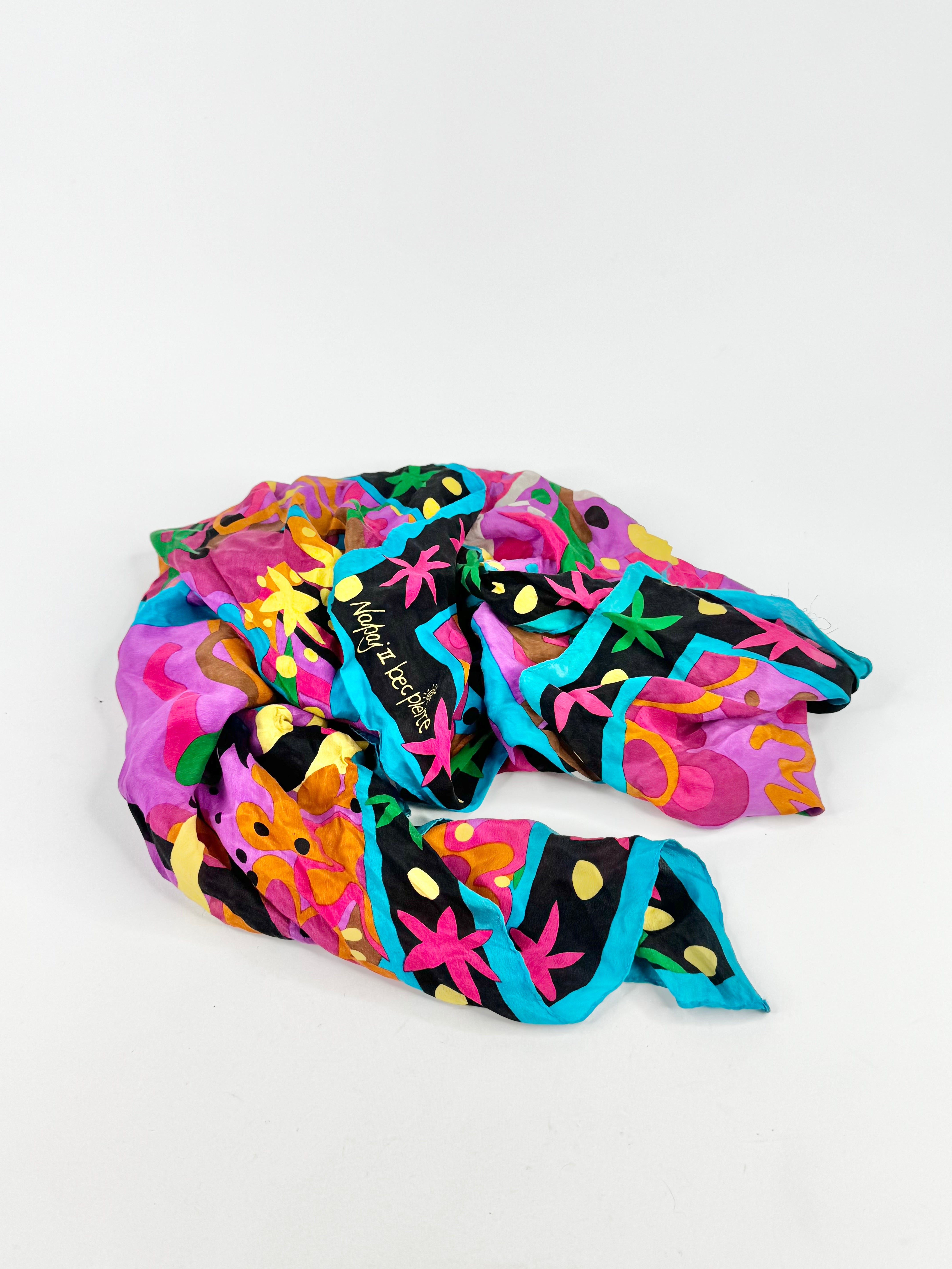 Vintage 80s Bec Pierce Silk Scarf