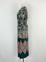 Megan Park Silk-Blend Floral & Geometric Print Midi Dress - AU6/8