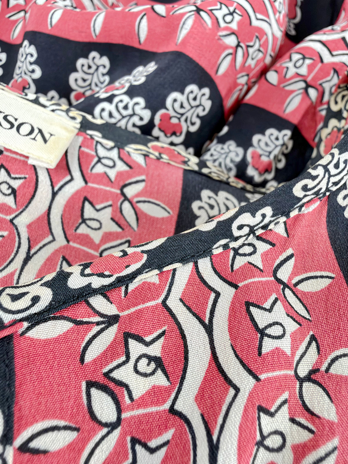Ulla Johnson Black & Peach Floral Patterned Silk Blouse - AU8/10