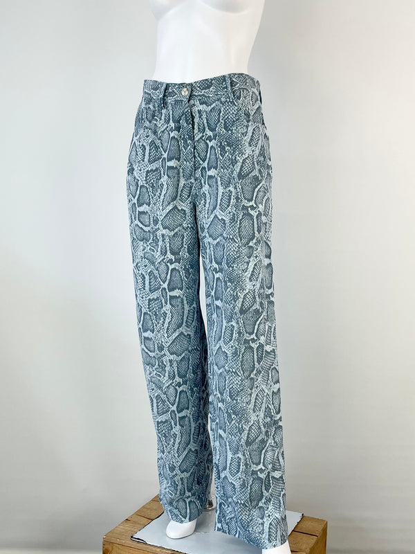 Ena Pelly Blue Python-Print Pant - AU10