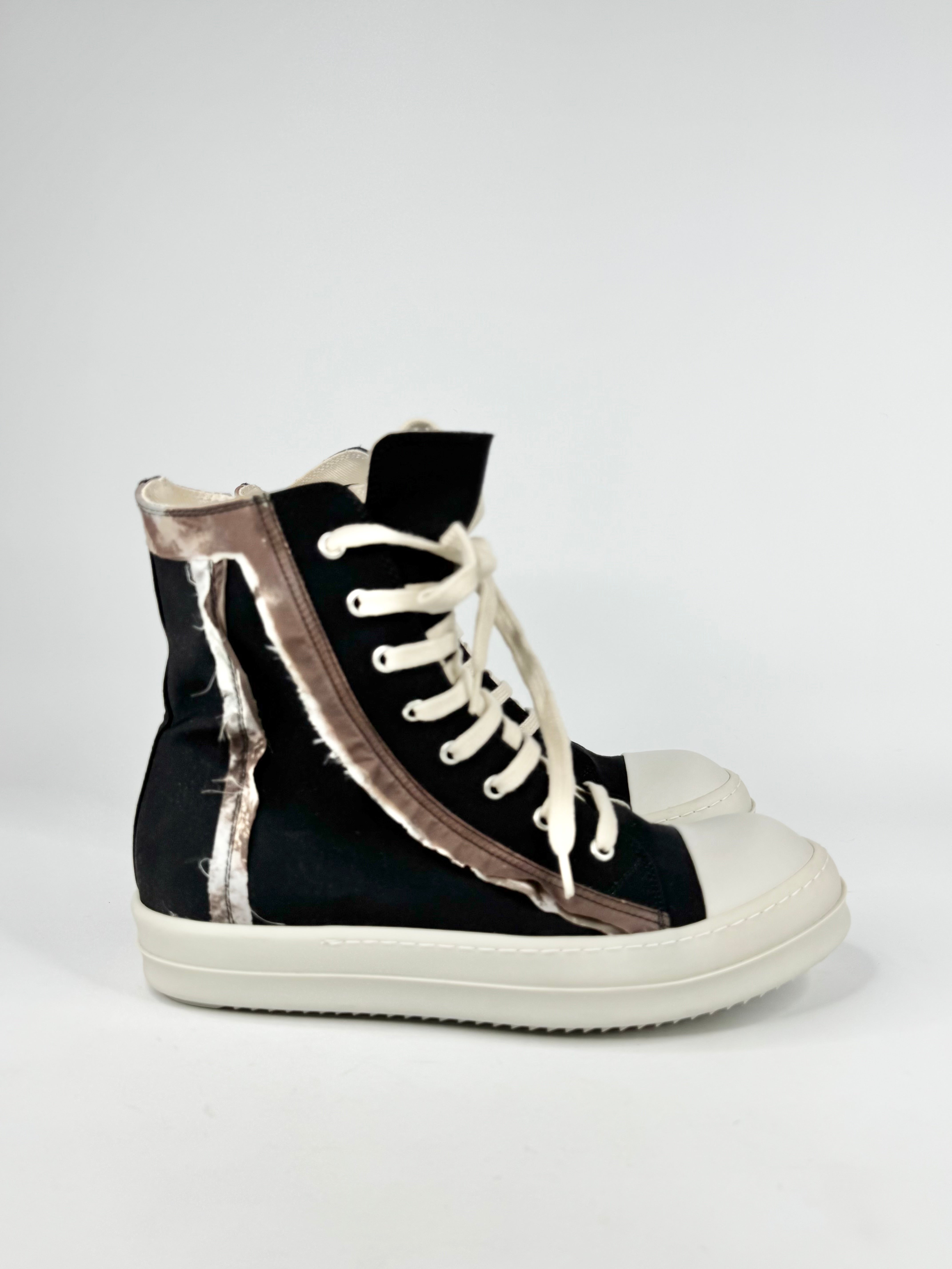 Rick Owens Drkshdw Black & White Ruffle Trim Ramones - EU41