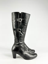 Gabor Black Leather Heeled Boots - 5.5