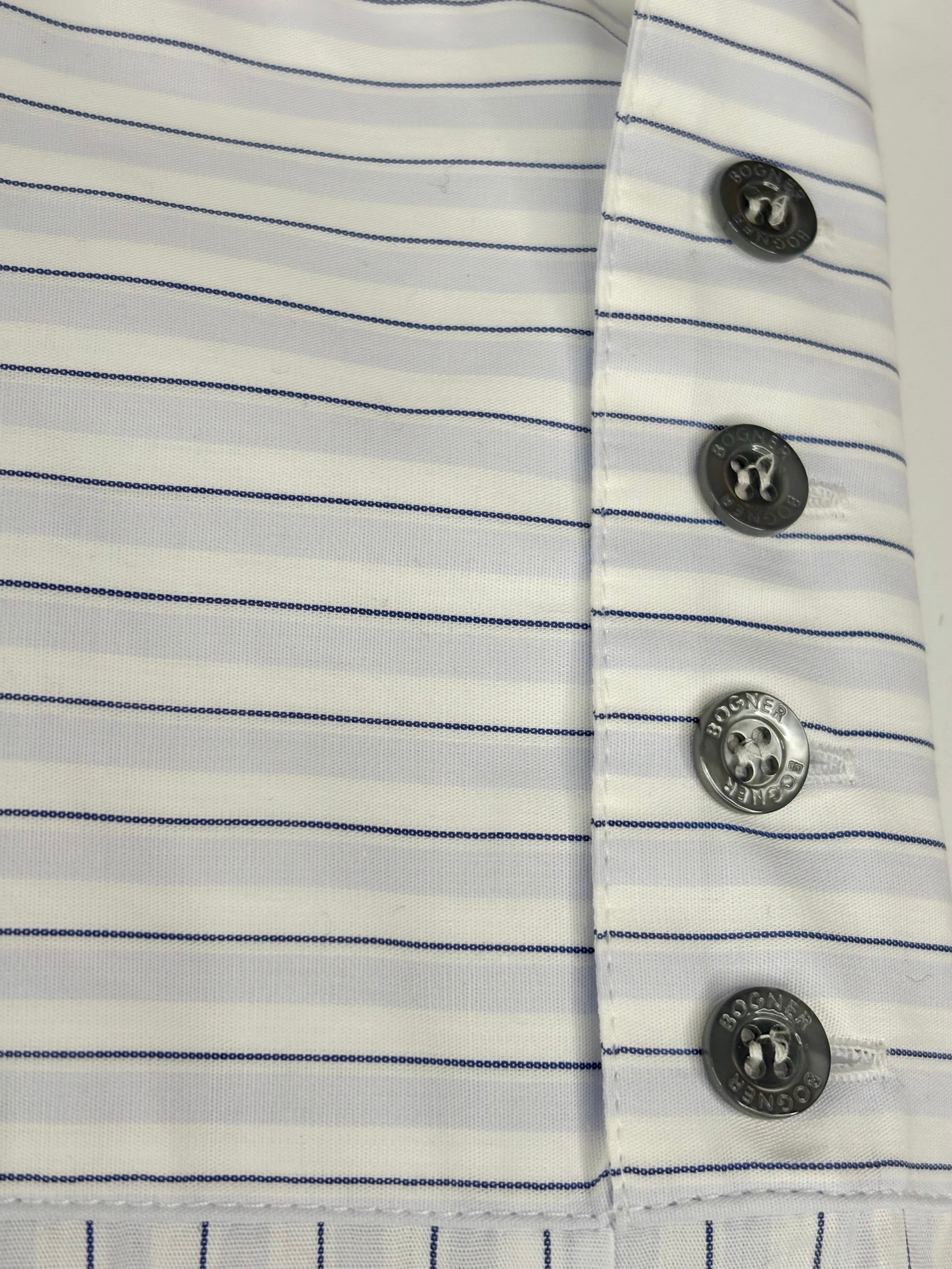 Bogner Blue & White Striped Cotton Blouse - AU12/14