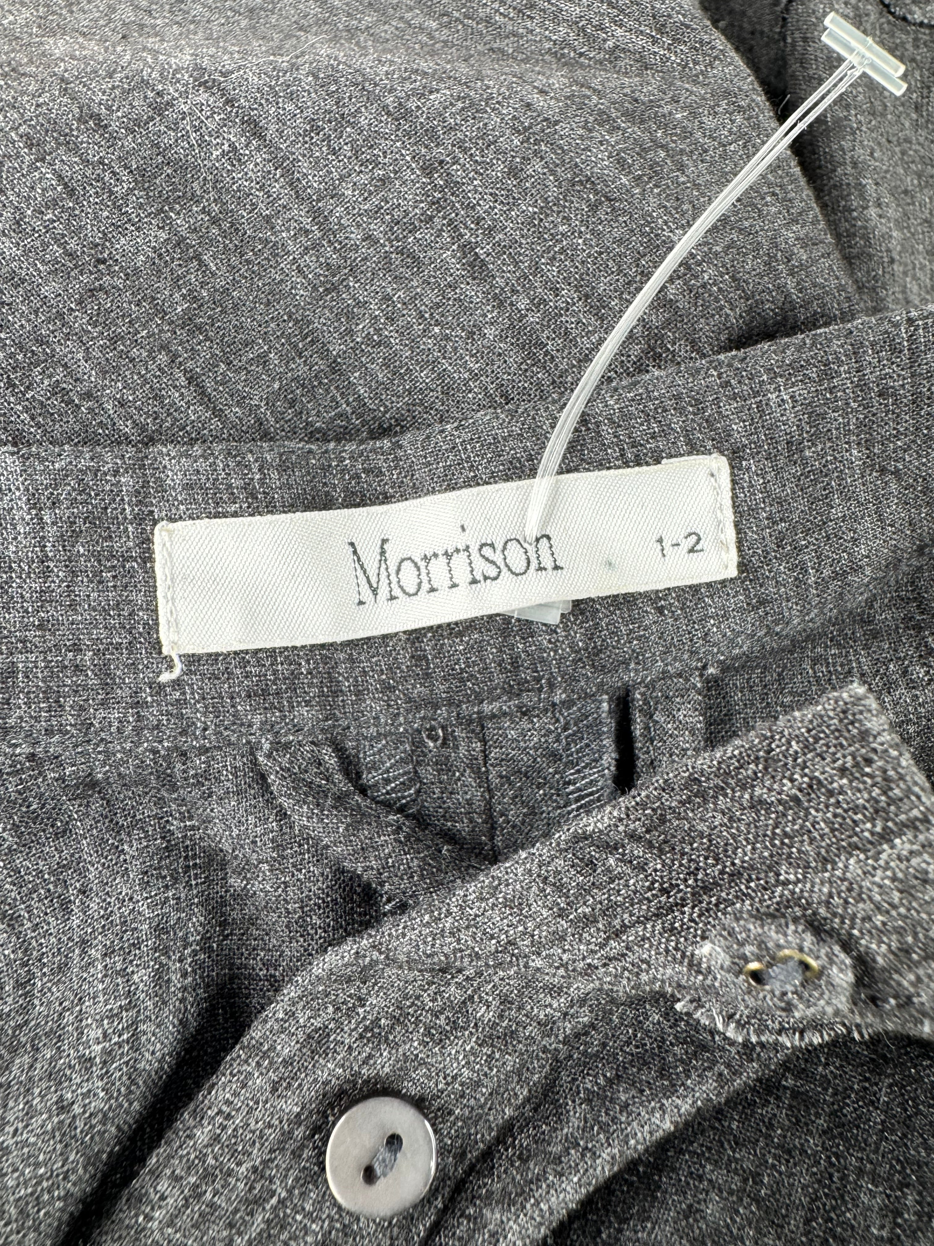 Morrison Grey Linen Blend Raw Hem Long Sleeve Shirt Dress - AU10/12