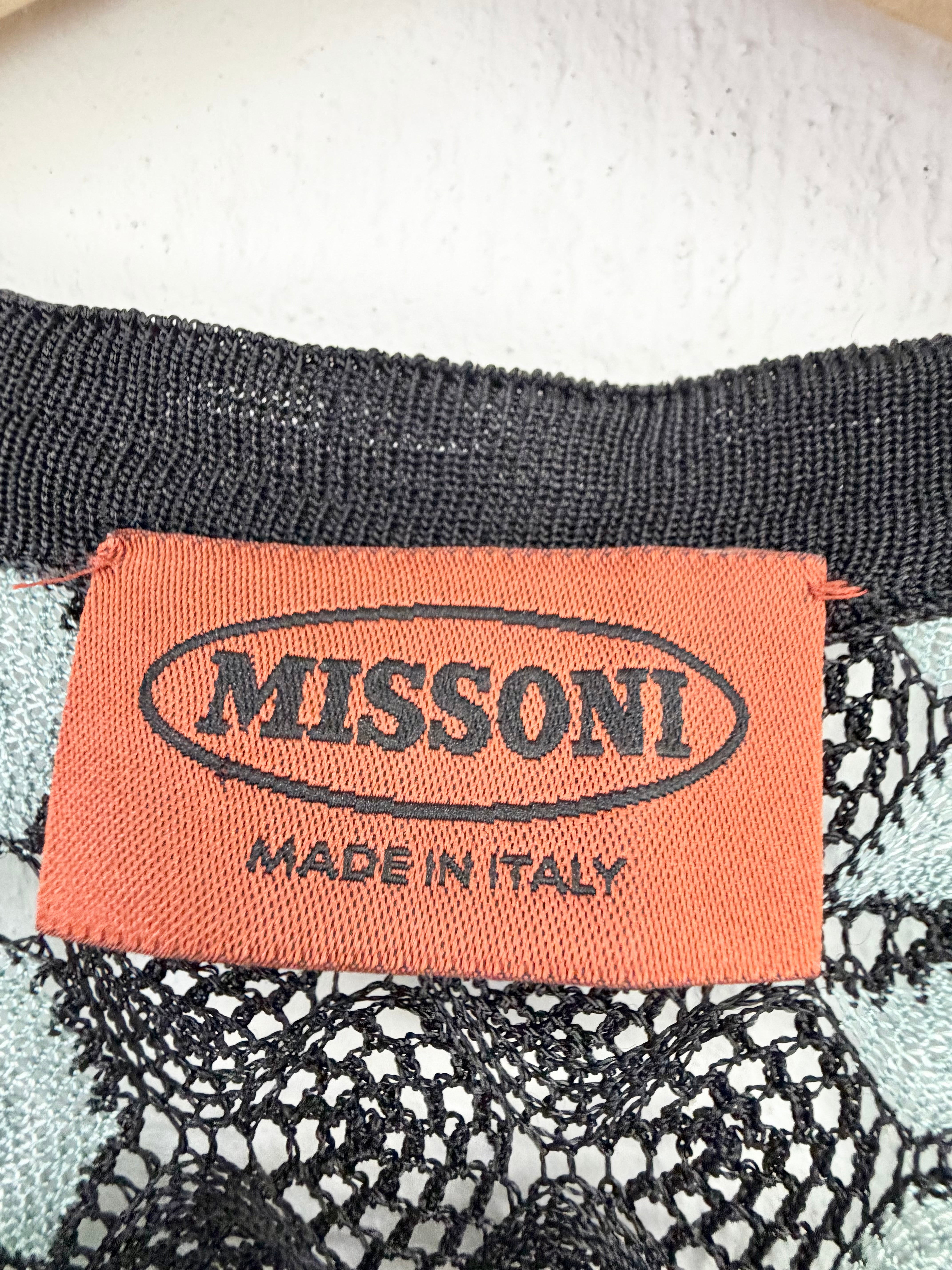 Missoni Blue Taupe Cream & Black Lungo Zig Zag Cardigan - AU12/14