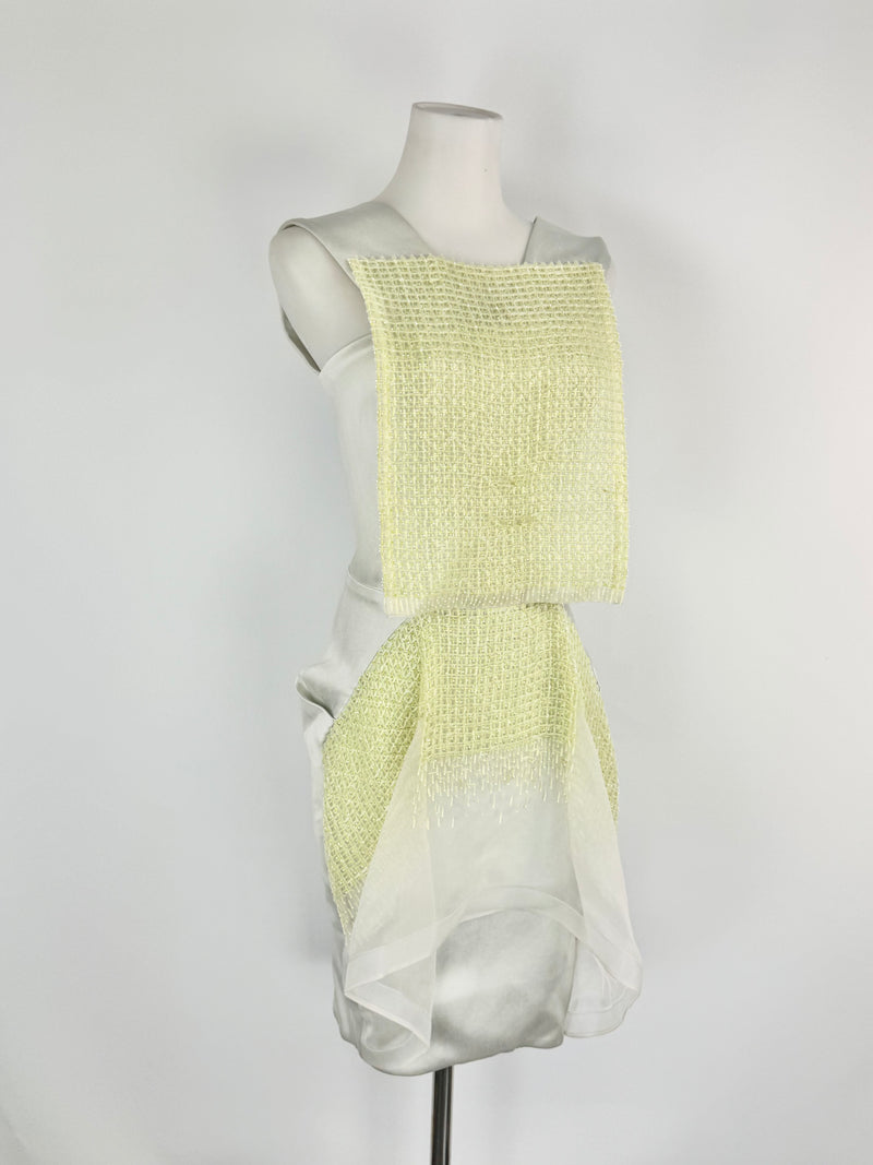 Maticevski 'Application' Ice Blue & Lime Green Beaded Panel Dress - AU8