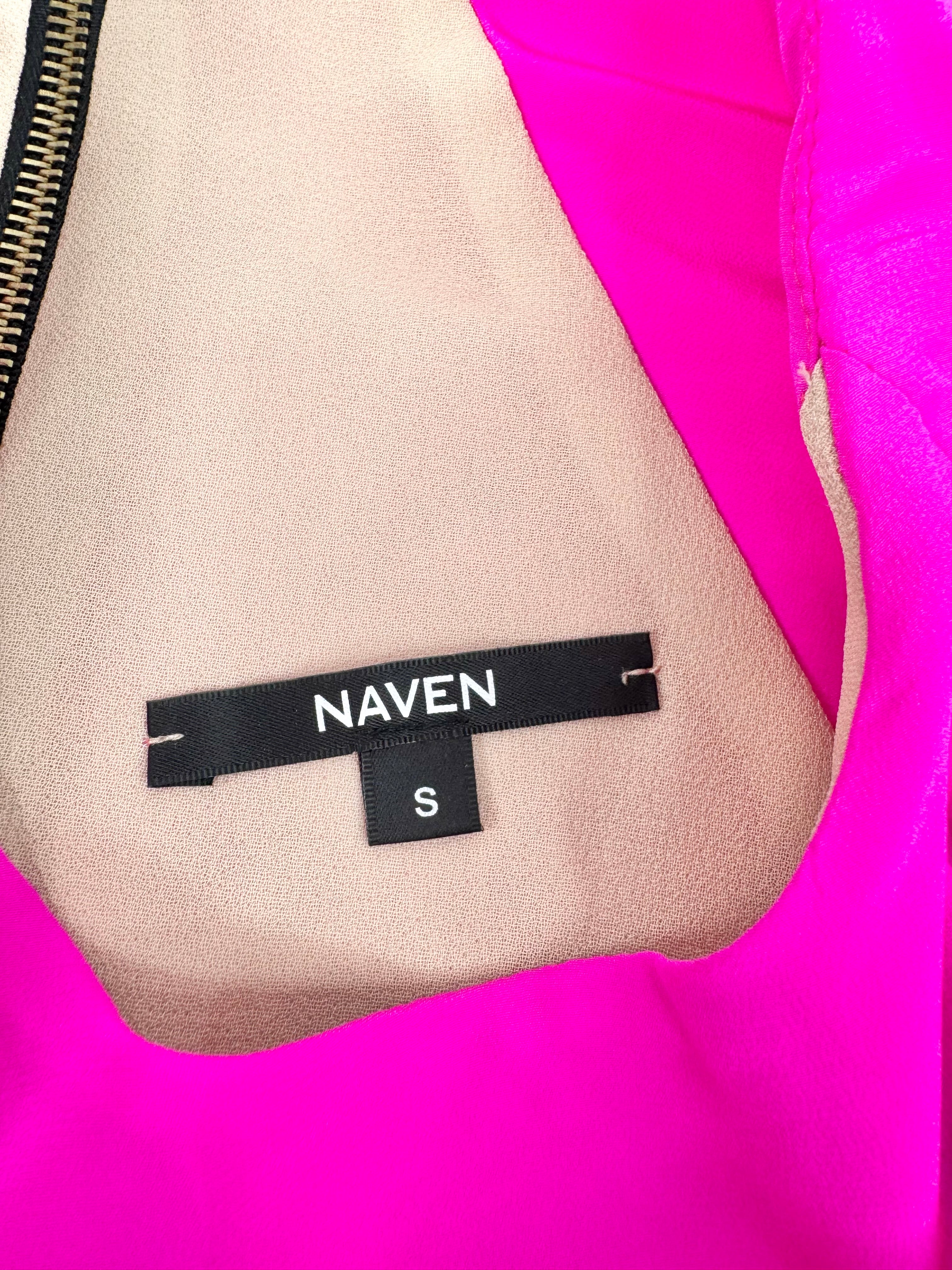 Naven Electric Fuchsia Silk Midi Dress - AU8/10