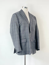 M.J. Bale Blue Label Charcoal Checked Wool Blazer - 44R
