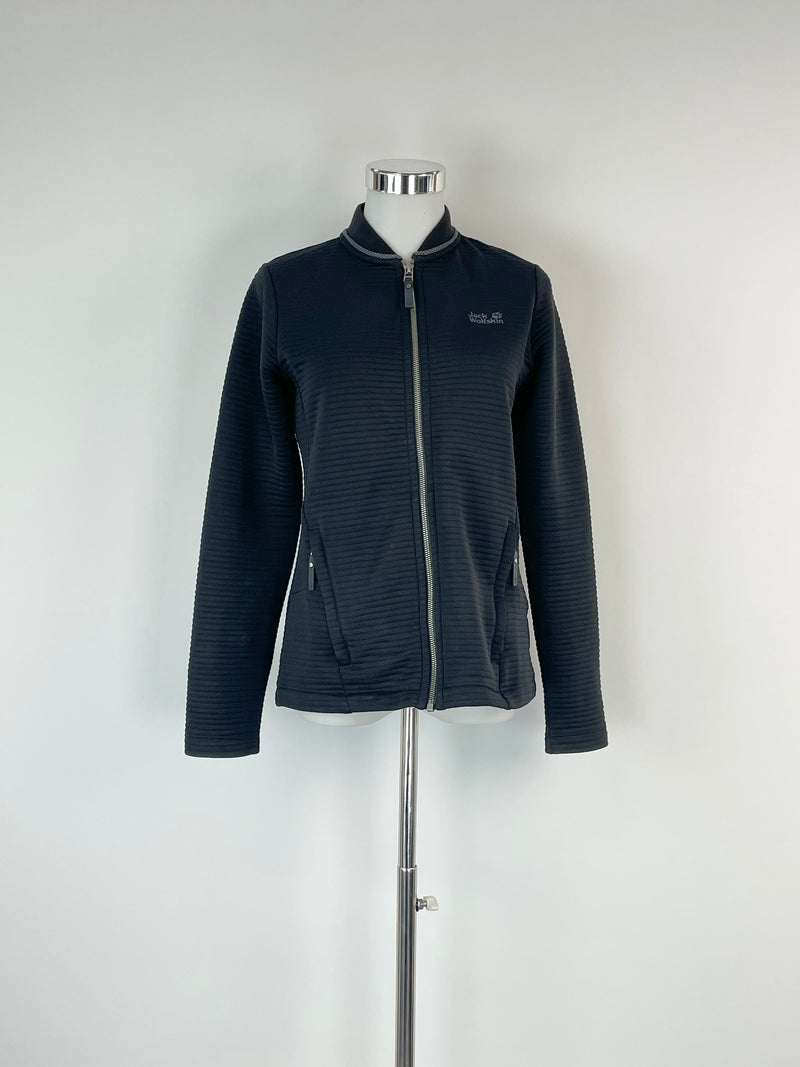 Jack Wolfskin Black Ribbed Fleece Jacket - AU6/8