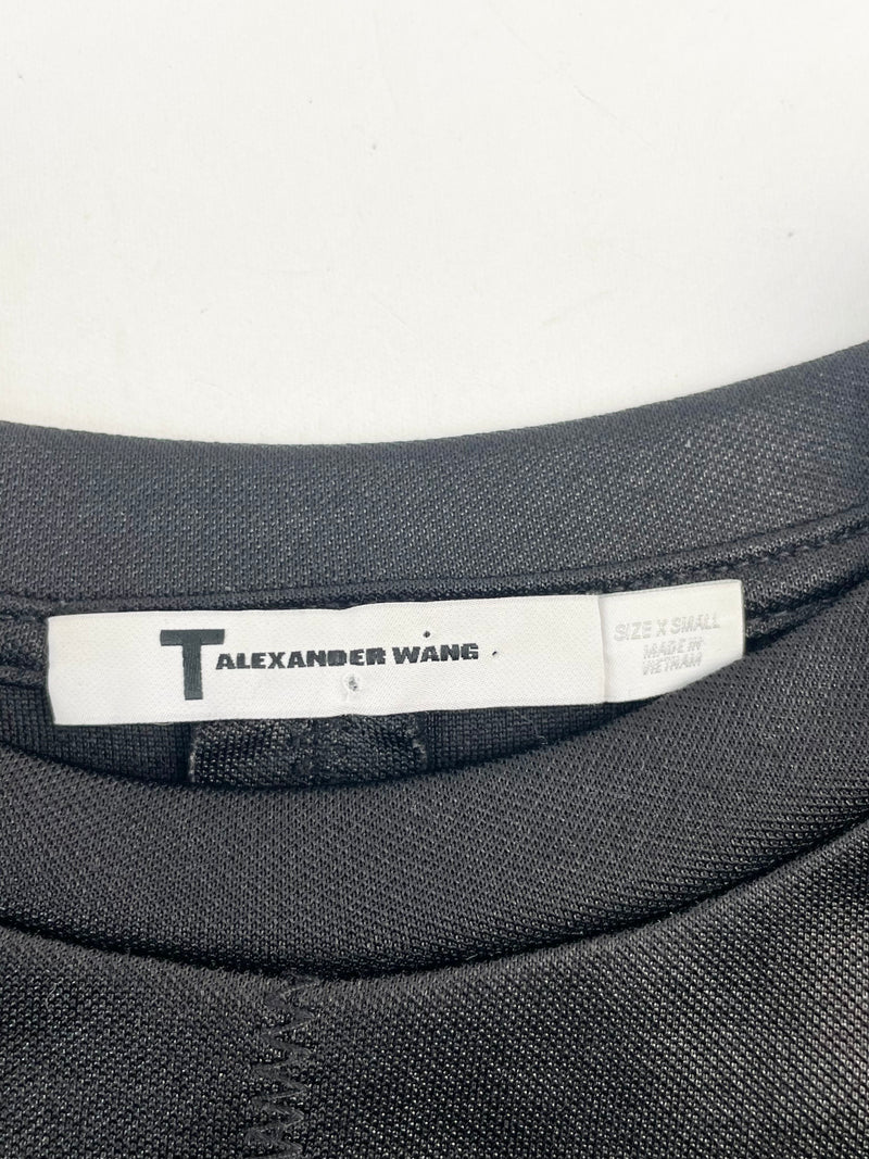 T by Alexander Wang Black Paneled Crop T-Shirt - XS