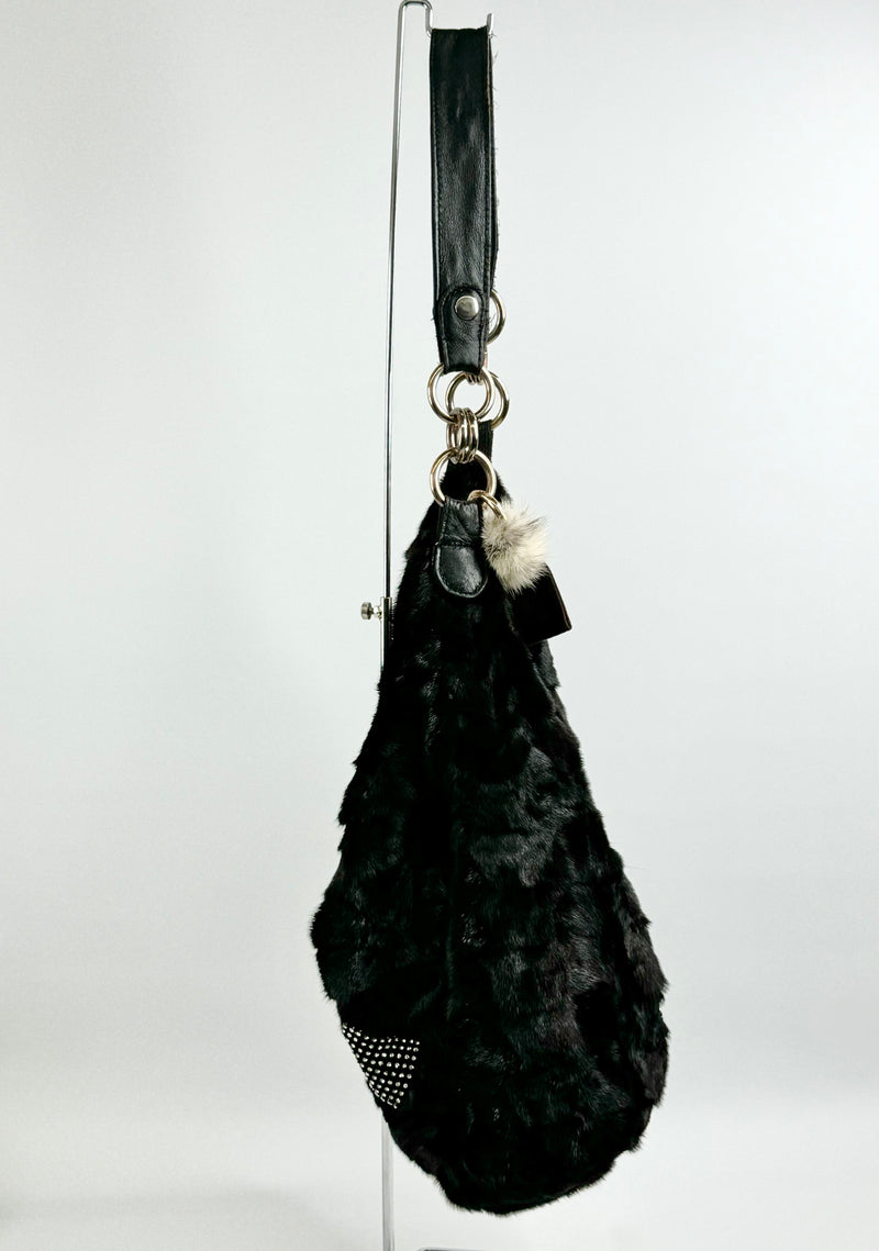 Black Fur Tote Bag