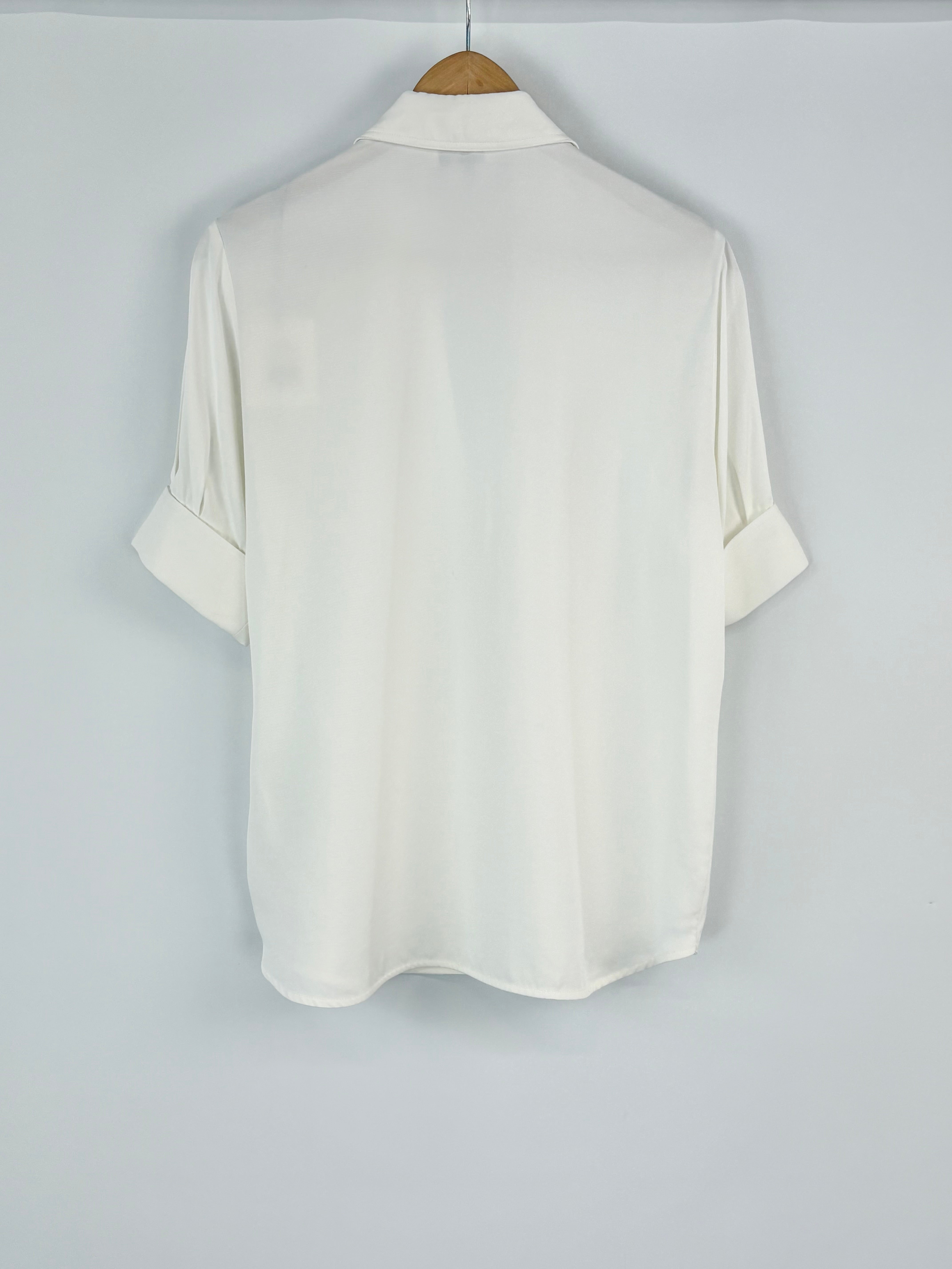 Sandro Ecru Rolled-Short Sleeve Shirt - AU6/8