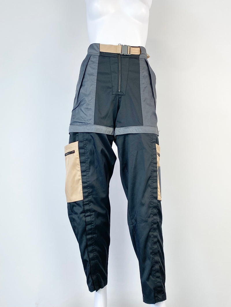 Air Jordan Black Grey & Beige Parachute Pants - M