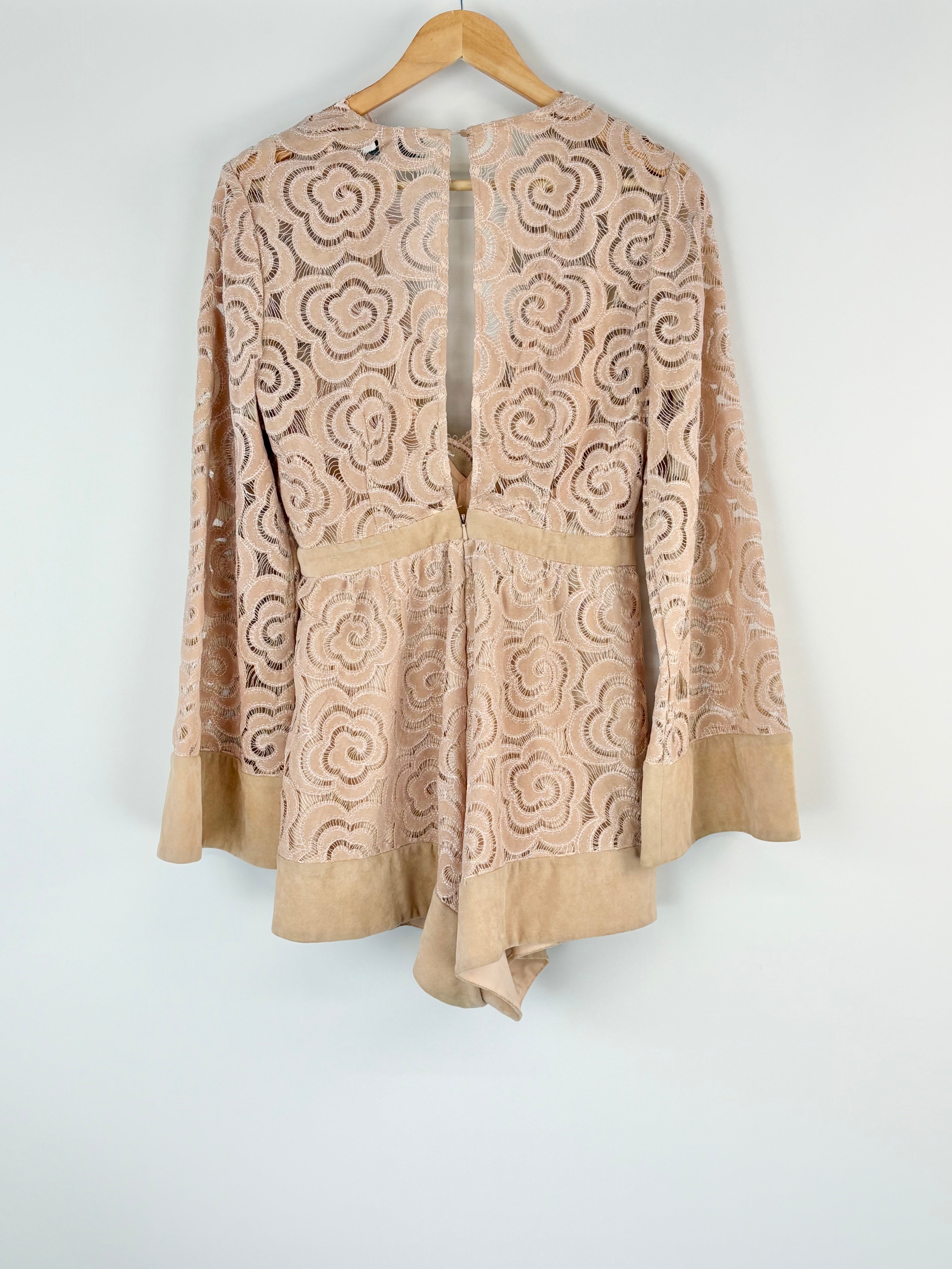 Alice McCall Beige Floral Cut-Out Playsuit - AU8
