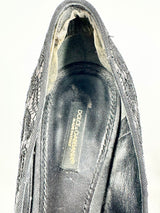 Dolce & Gabbana Silver & Black Squiggle Lace Patterned Stilettos - EU37