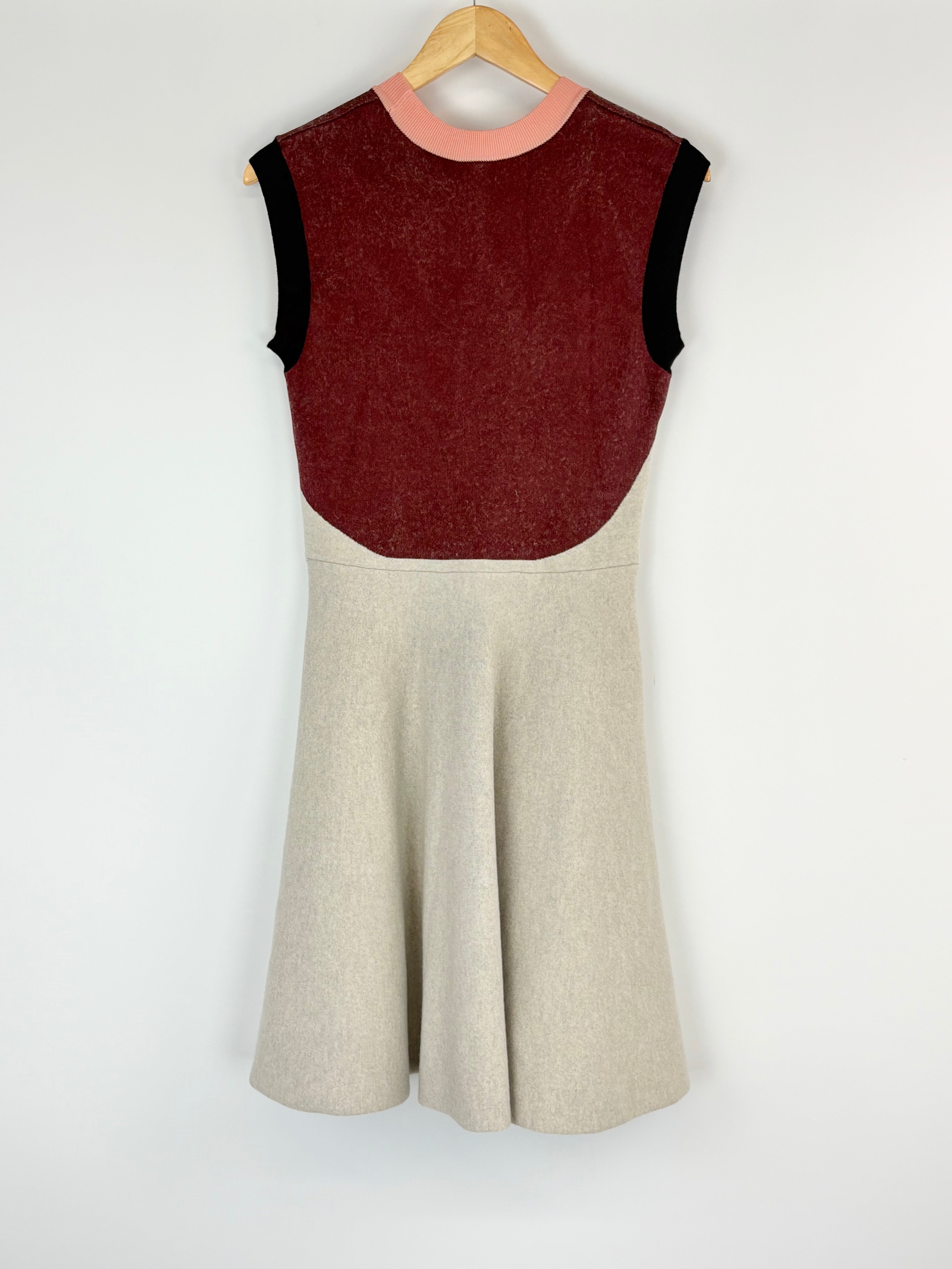 McQ Alexander McQueen Maroon, Black & Beige Knit Midi Dress - XL