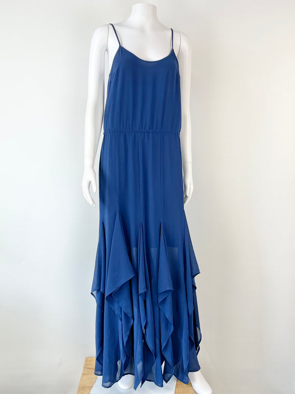 Michael by Michael Kors Navy Blue Sheer Maxi Dress - S