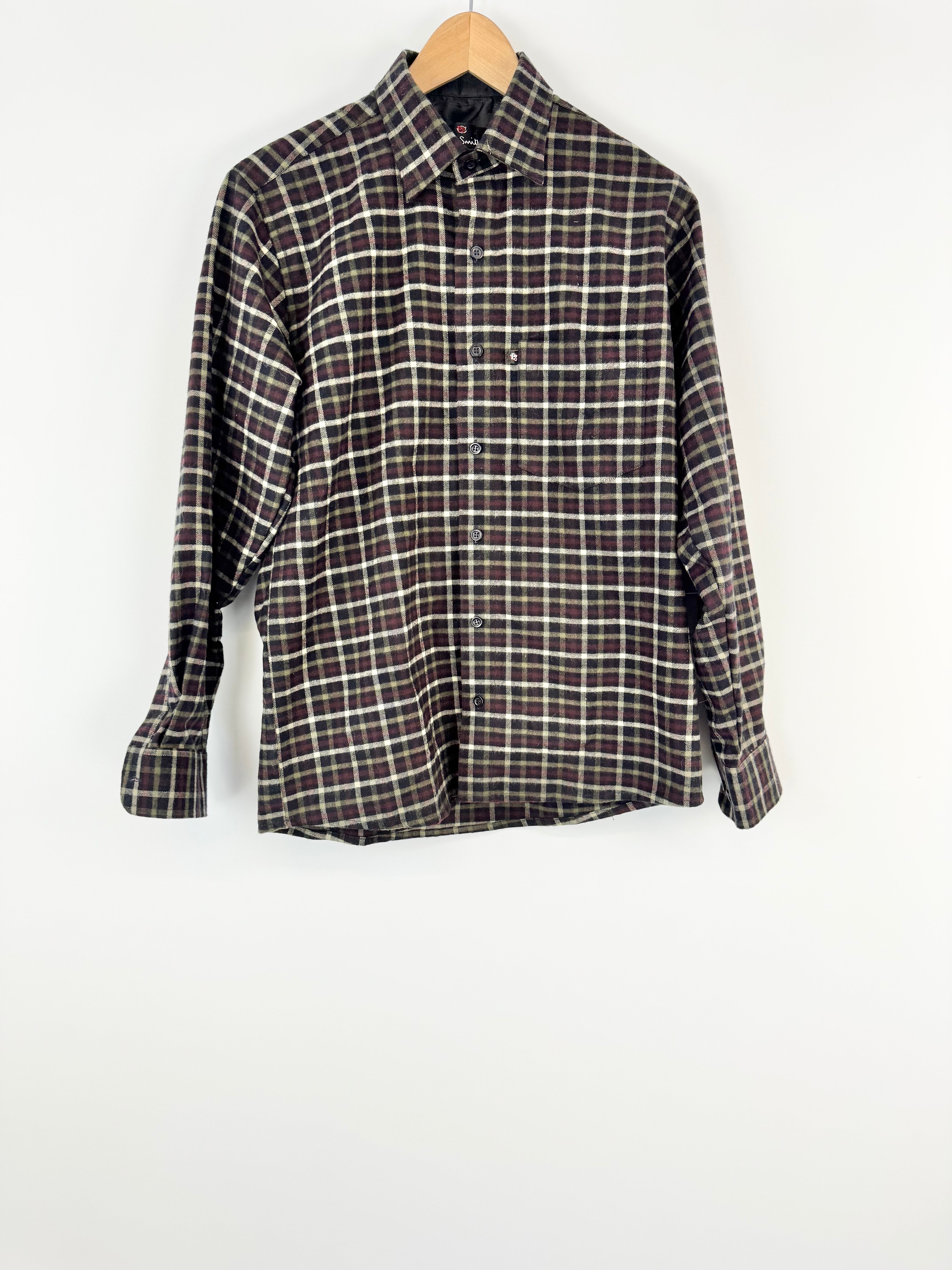 Paul Smith Black, Green, Cream & Red Plaid Wool Shirt - M