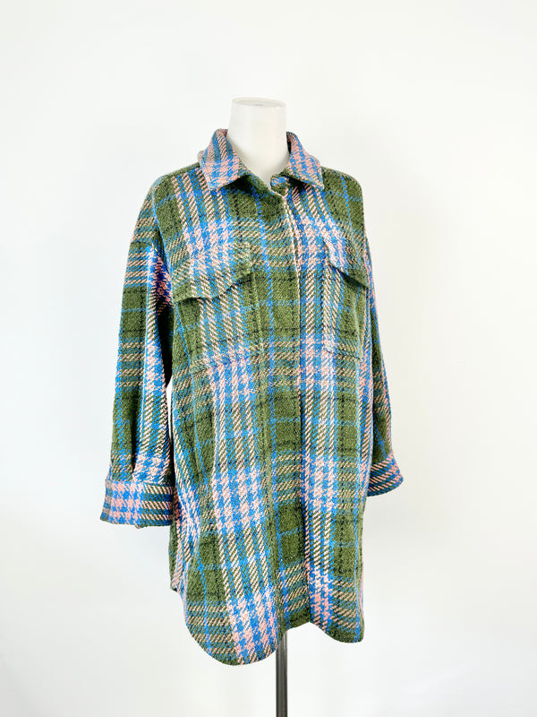 Essential Antwerp Green, Pink & Blue Plaid Coat - AU12
