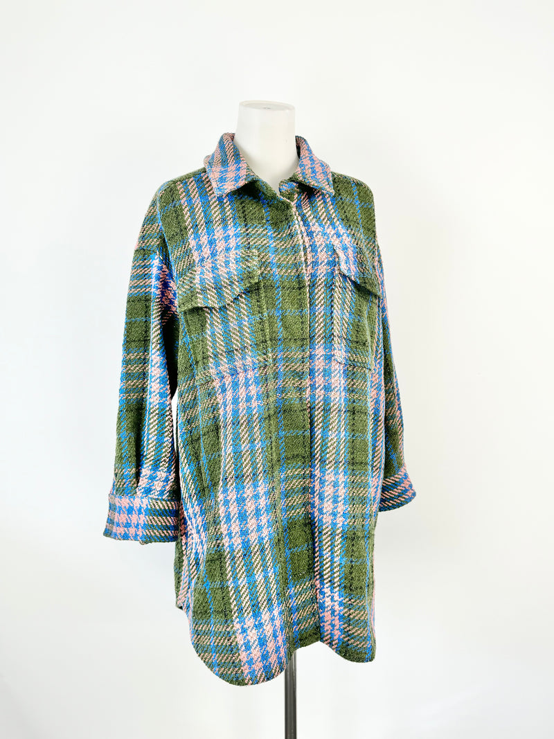 Essential Antwerp Green, Pink & Blue Plaid Coat - AU12