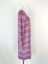 Marimekko 'Hauuhkatti Tattari Blue & Red Tunic Dress - AU10