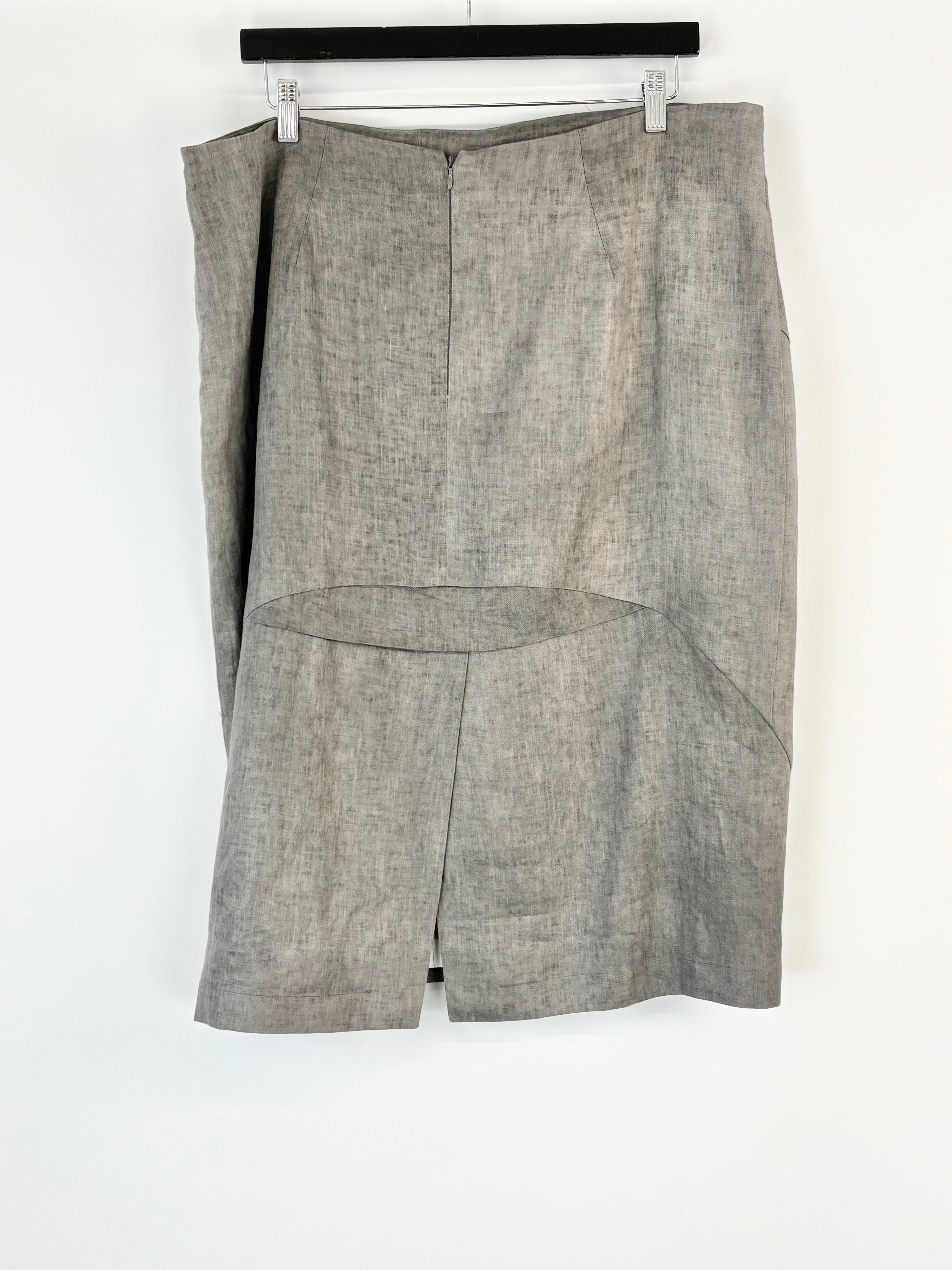 Nicola Waite Charcoal Pleat Linen Midi Skirt - AU18