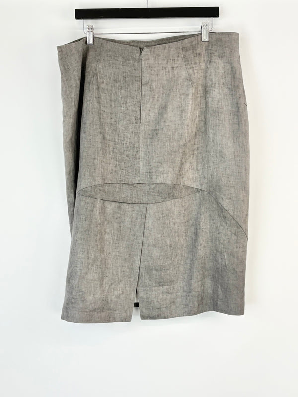Nicola Waite Charcoal Pleat Linen Midi Skirt - AU18