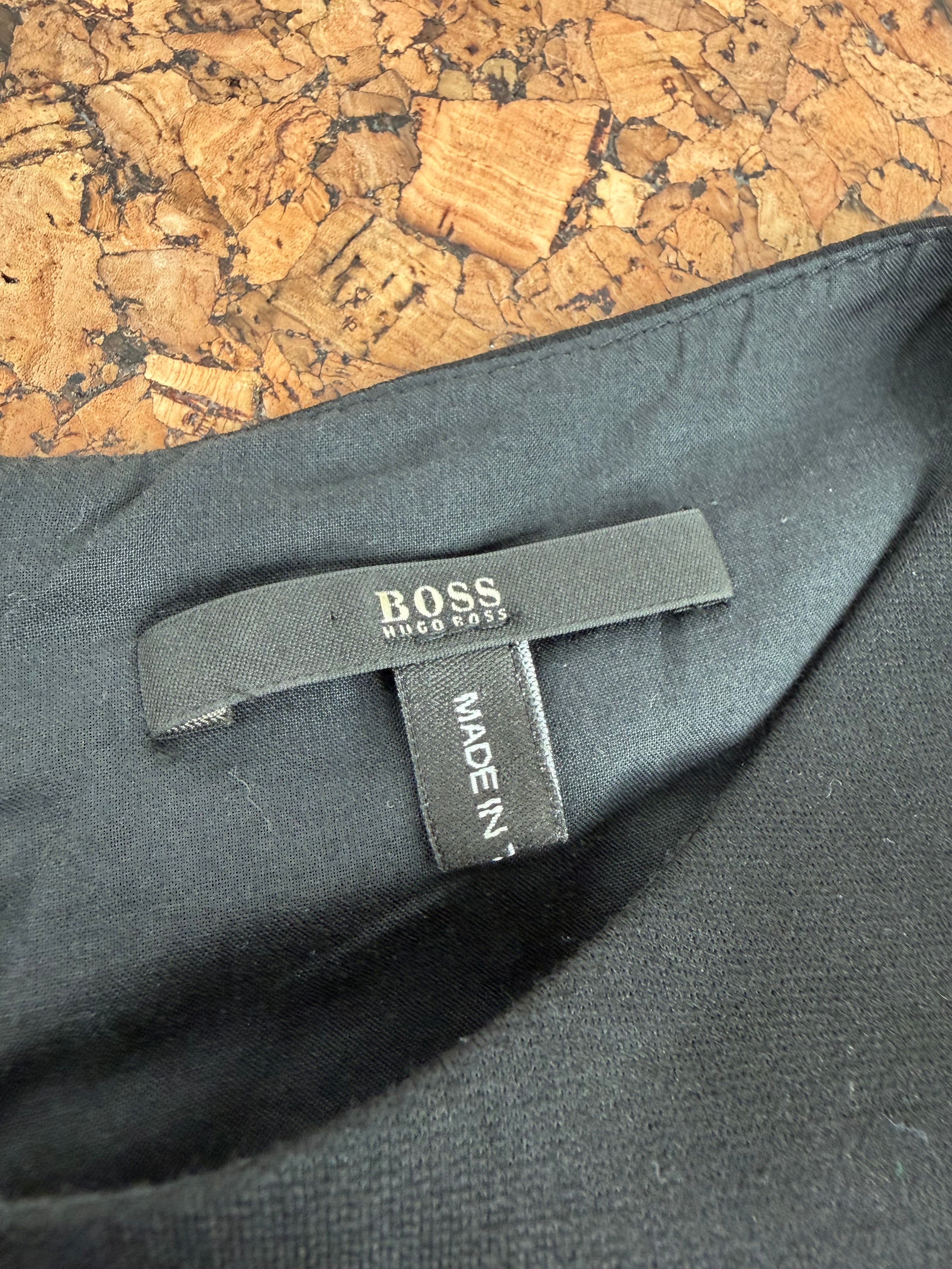 Hugo Boss Black Leather Panelled Sheath Dress - AU8/10