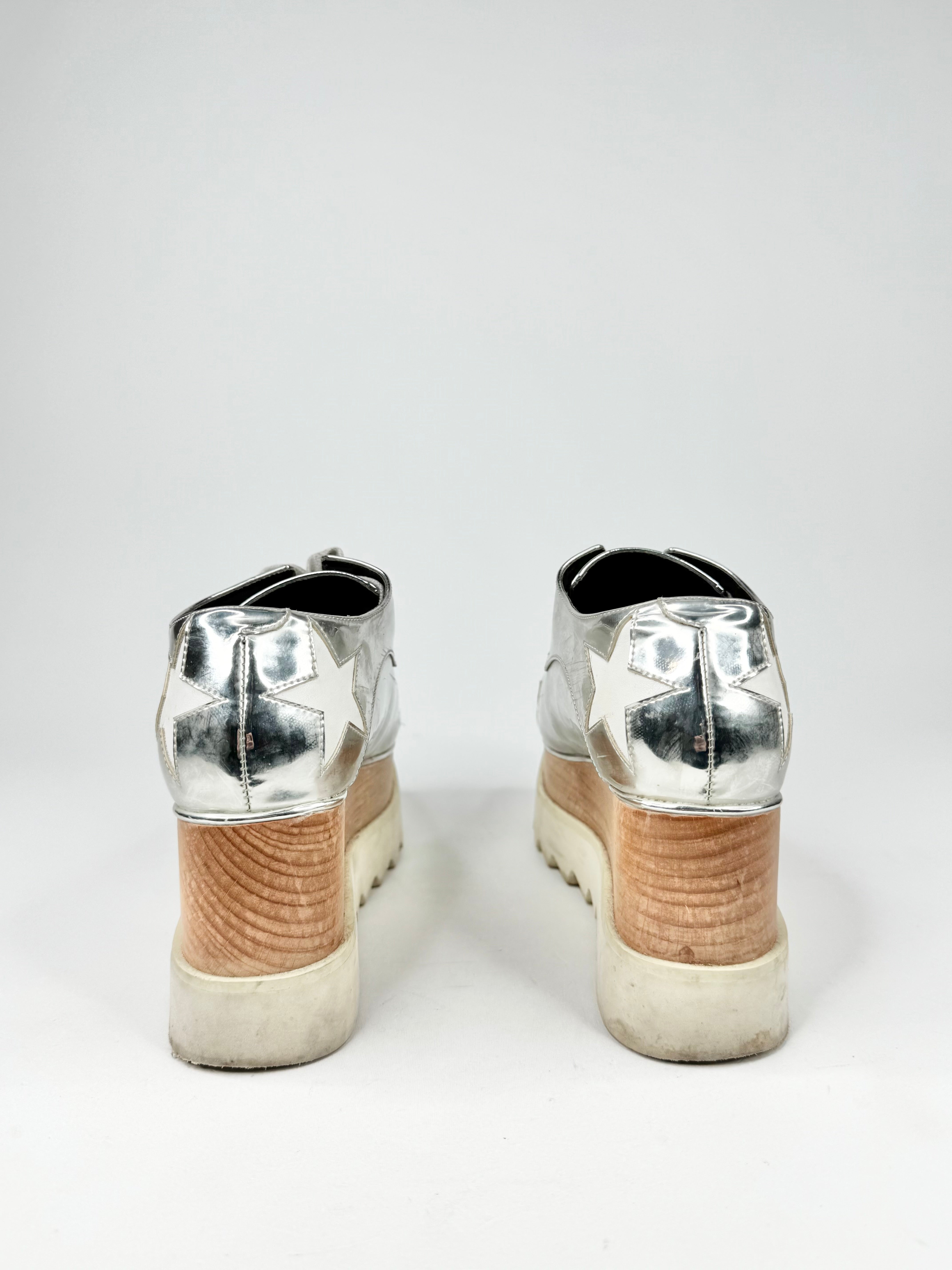Stella McCartney Silver 'Elyse' Platform Lace Ups - EU35