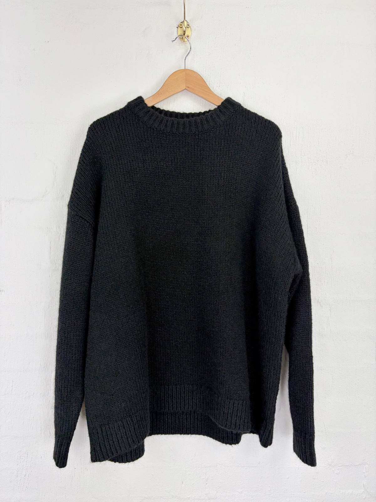 Sir Black Acrylic, Merino & Mohair Blend Fishermens Sweater - AU12/14