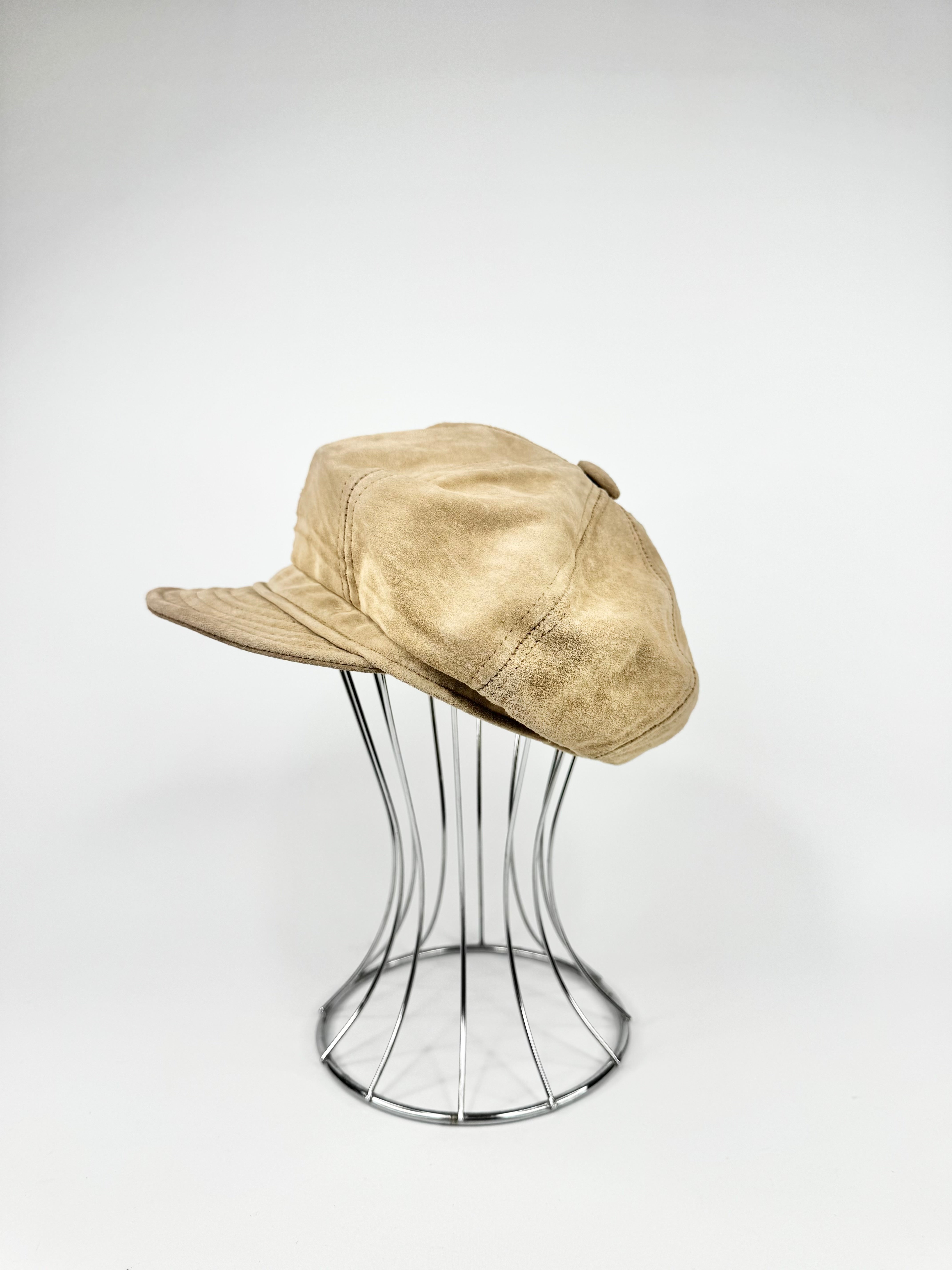 Vintage Scala Bone Suede Flat Cap