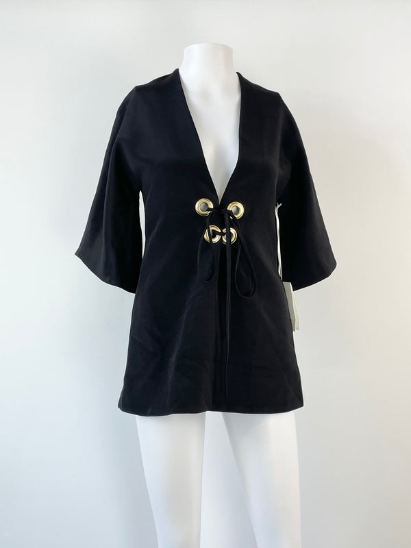 Elissa McGowan Black Silk 'The Light' Kimono Top - AU6