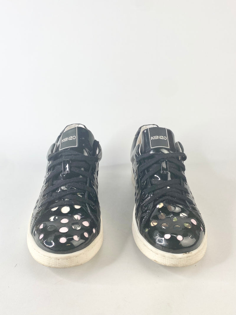 Kenzo Black Patent Leather Perforated Sneakers - EU40