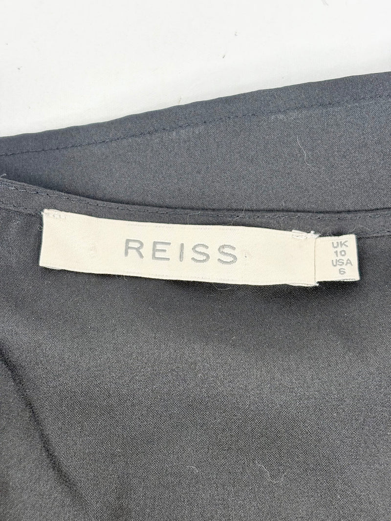 Reiss Black Tier-Pleat Mini Dress - AU10