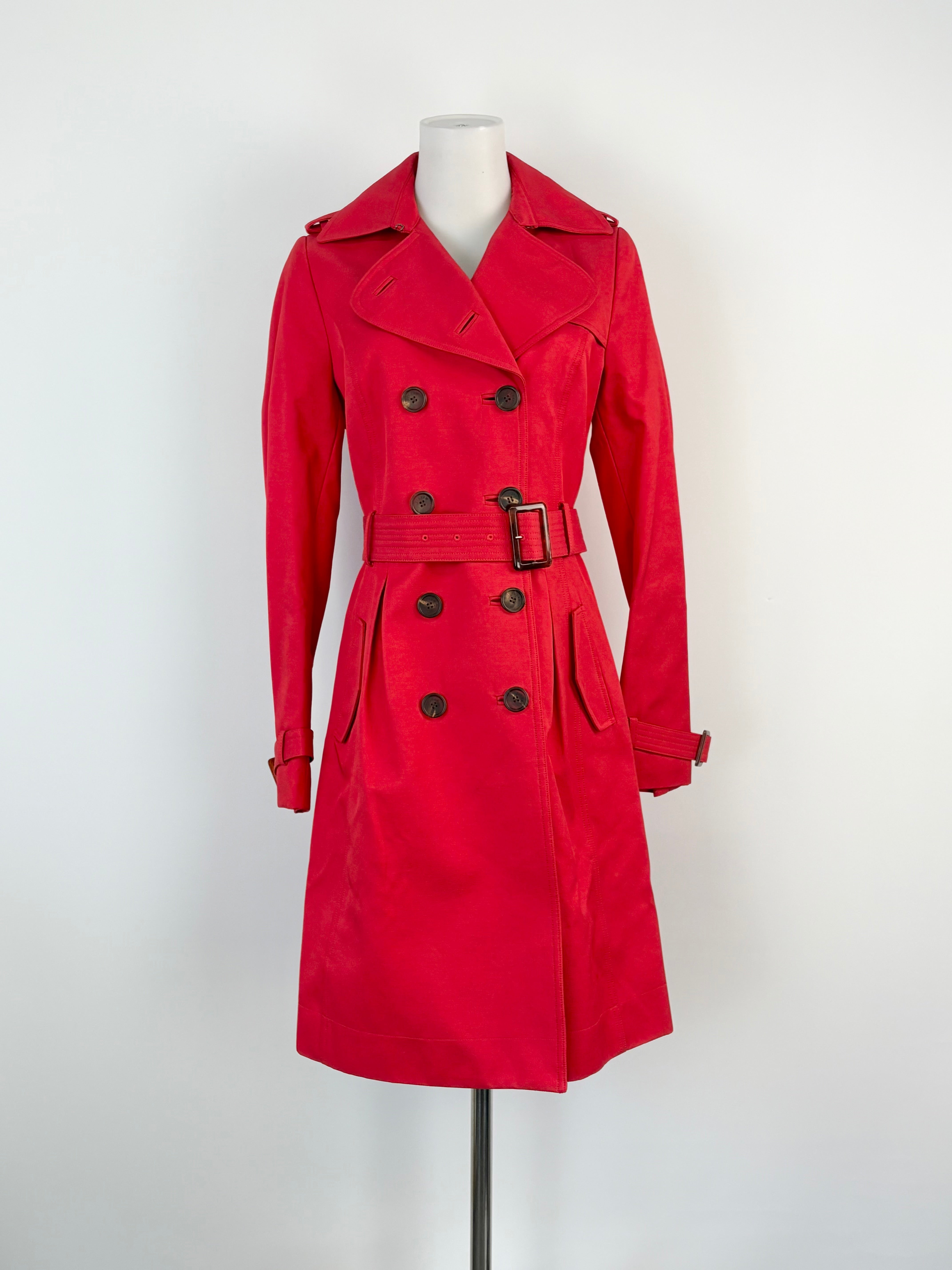 Jigsaw Red Double-Breasted Trench Coat - AU8