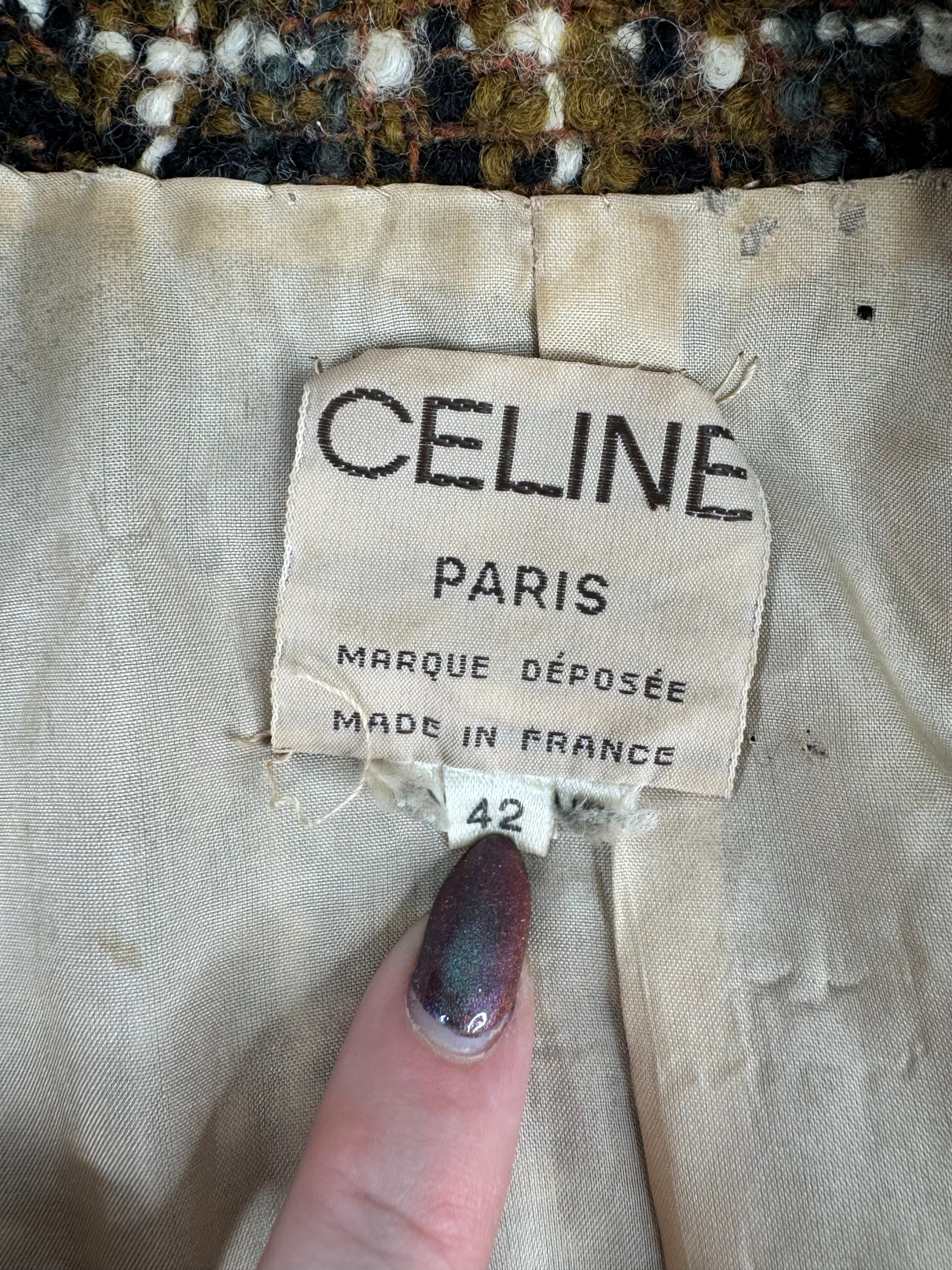 Vintage Celine Brown and Cream Boucle Checked Jacket - AU10/12