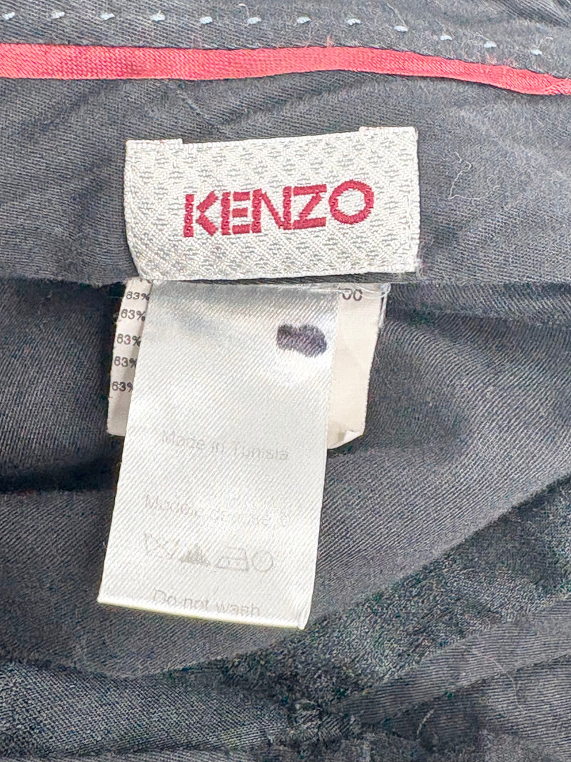 Kenzo Black Wool-Blend Textured Trousers - 46