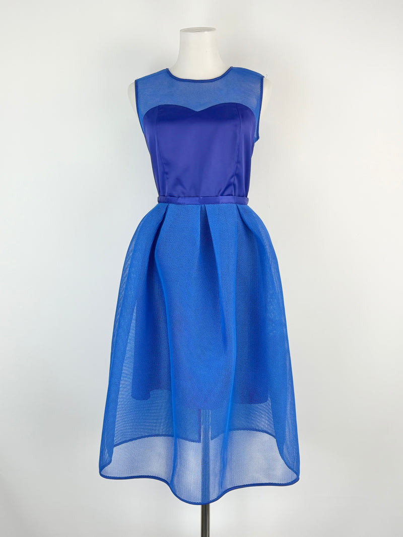 Bronx & Banco Cobalt Mesh & Satin Dress - AU10