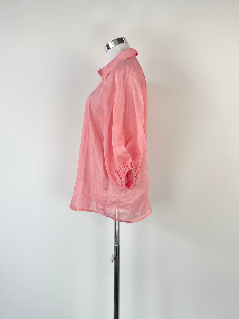Aureta Pink Slipper 'Aspen' Linen Blend Blouse - AU8