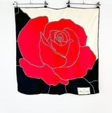 Vintage Pierre Cardin White, Black & Red Rose Scarf