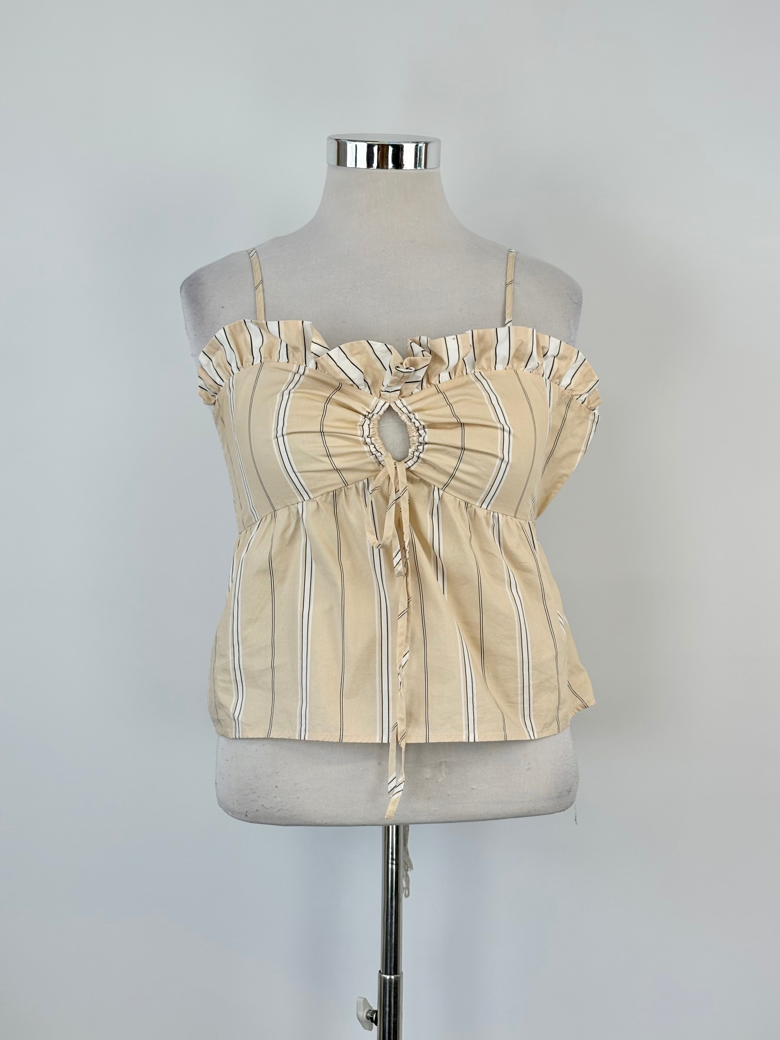 Maje Beige Striped Cropped Top - AU12